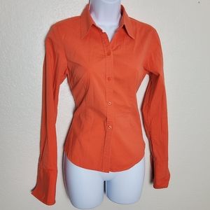 NY & Co. Orange Button-up Long-Sleeve Shirt